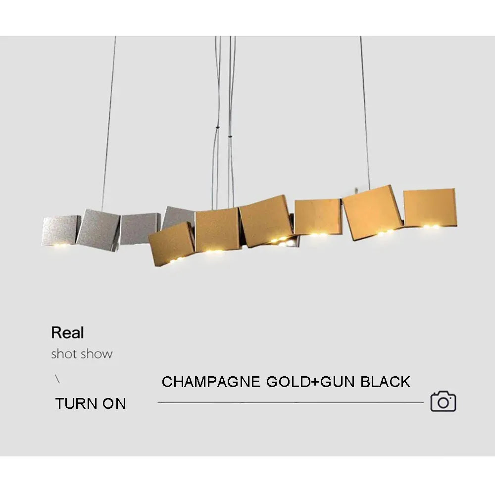 Long Italian Gold/Wood Grain Stainless Steel Pendant Light, Industrial Modern Stylish Room Decor Pendant Lamp 2025