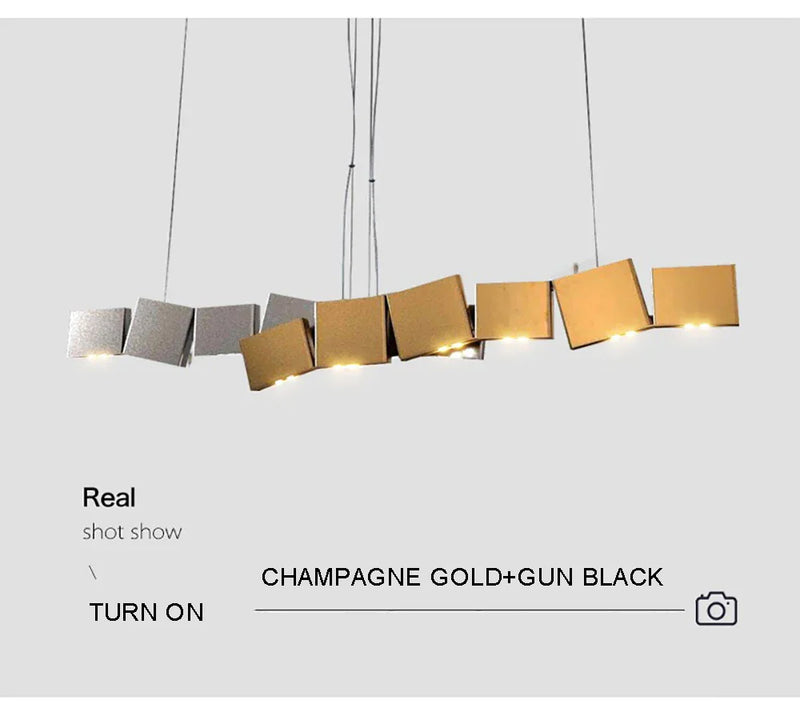 Long Italian Gold/Wood Grain Stainless Steel Pendant Light, Industrial Modern Stylish Room Decor Pendant Lamp 2025
