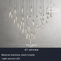 Priv Elvarez Crystal Water-Drop Stainless Steel Chandelier