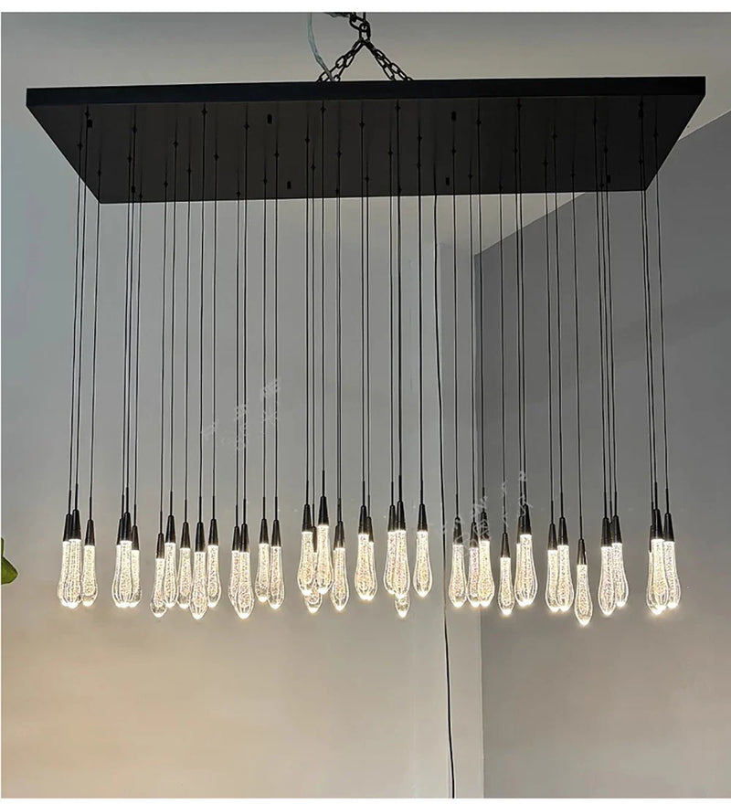 Priv Elvarez Crystal Water-Drop Stainless Steel Chandelier