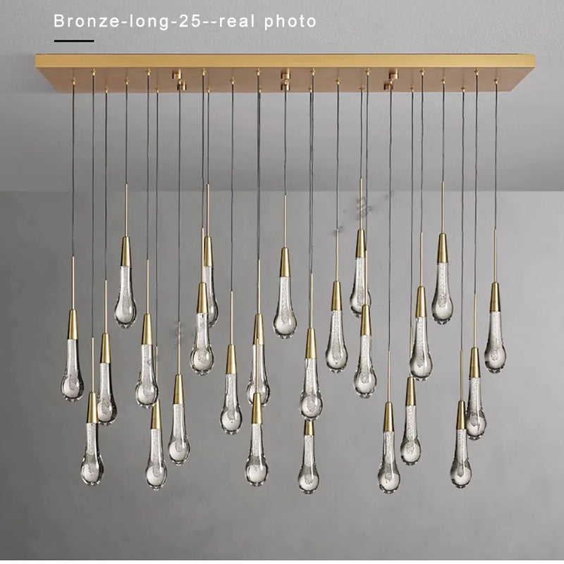 Priv Elvarez Crystal Water-Drop Stainless Steel Chandelier