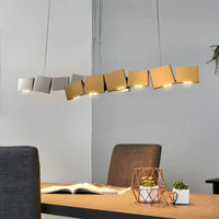 Long Italian Gold/Wood Grain Stainless Steel Pendant Light, Industrial Modern Stylish Room Decor Pendant Lamp 2025