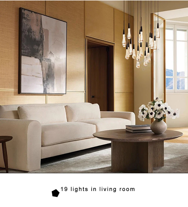 Priv Elvarez Crystal Water-Drop Stainless Steel Chandelier