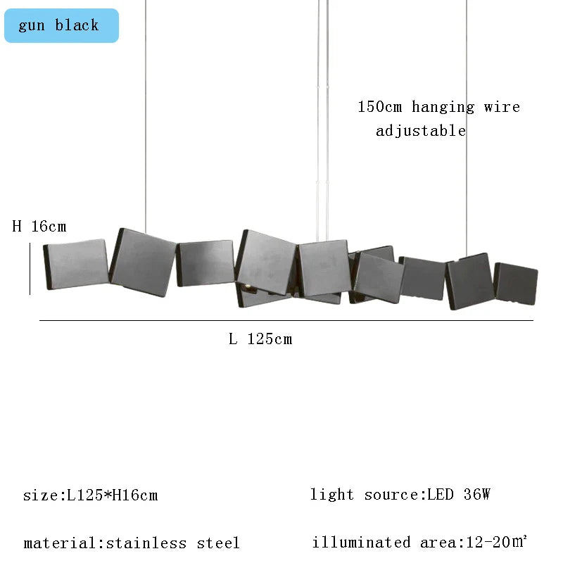 Long Italian Gold/Wood Grain Stainless Steel Pendant Light, Industrial Modern Stylish Room Decor Pendant Lamp 2025