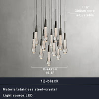 Priv Elvarez Crystal Water-Drop Stainless Steel Chandelier