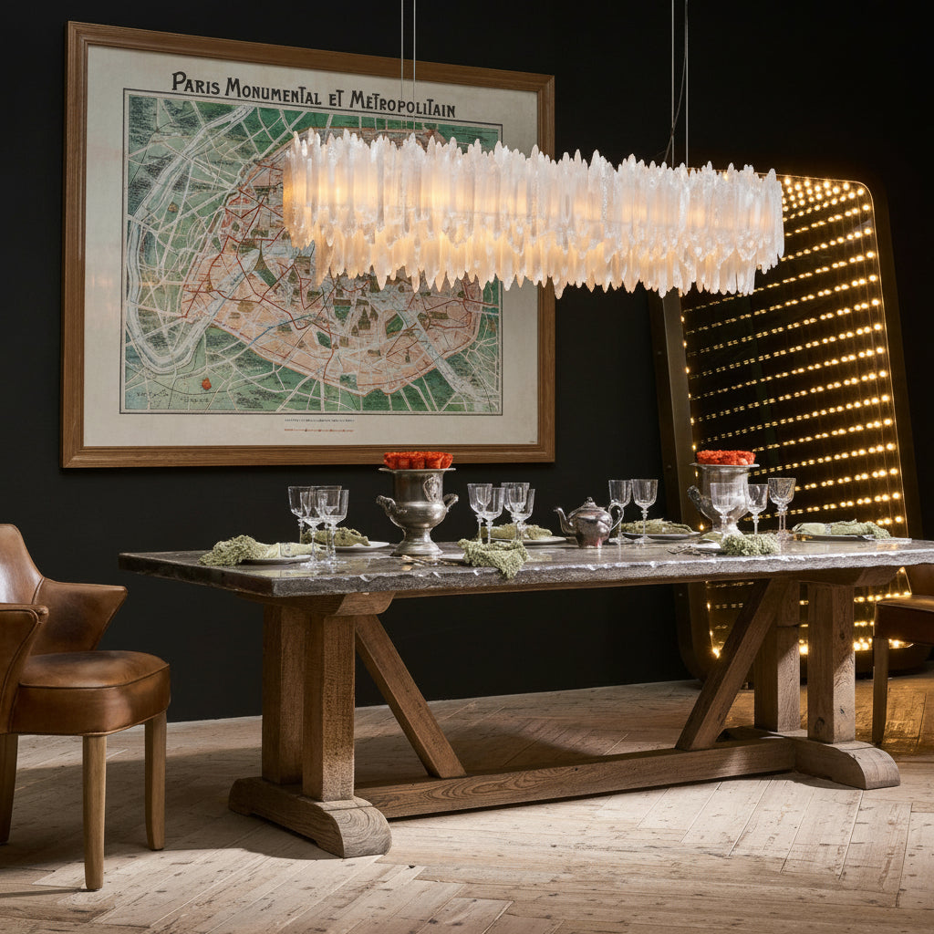 Selenite Crystal  Rectangular Chandelier
