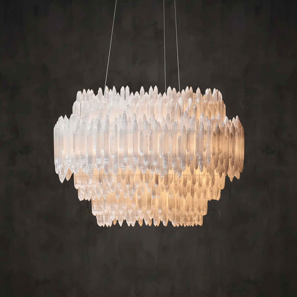 Selenite Crystal Round Pendant Chandelier