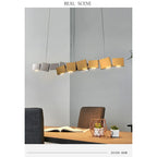 Long Italian Gold/Wood Grain Stainless Steel Pendant Light, Industrial Modern Stylish Room Decor Pendant Lamp 2025