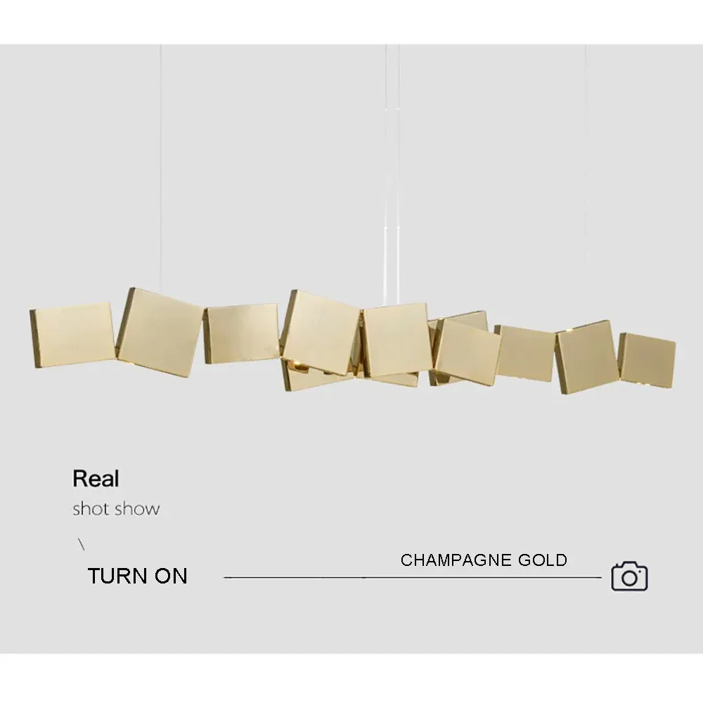 Long Italian Gold/Wood Grain Stainless Steel Pendant Light, Industrial Modern Stylish Room Decor Pendant Lamp 2025