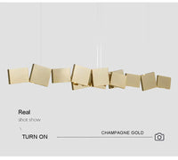 Long Italian Gold/Wood Grain Stainless Steel Pendant Light, Industrial Modern Stylish Room Decor Pendant Lamp 2025