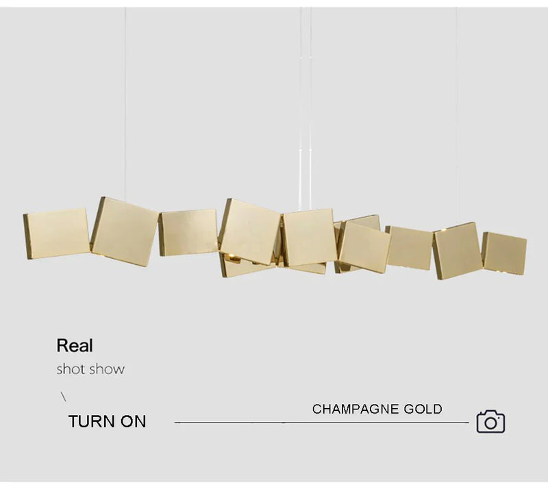 Long Italian Gold/Wood Grain Stainless Steel Pendant Light, Industrial Modern Stylish Room Decor Pendant Lamp 2025