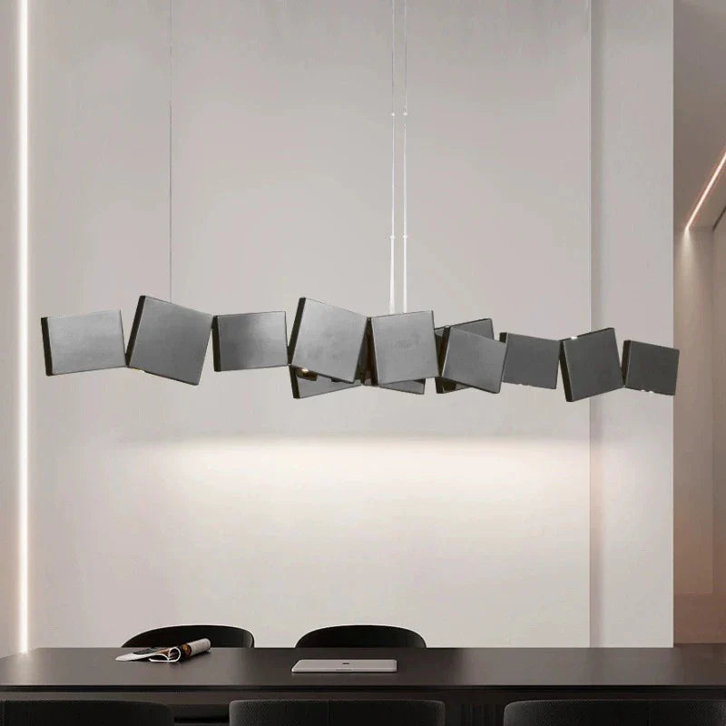 Long Italian Gold/Wood Grain Stainless Steel Pendant Light, Industrial Modern Stylish Room Decor Pendant Lamp 2025