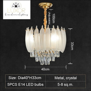 Angel Feather Crystal Chandelier - Dia40cm / Dimmable warm light - chandeliers