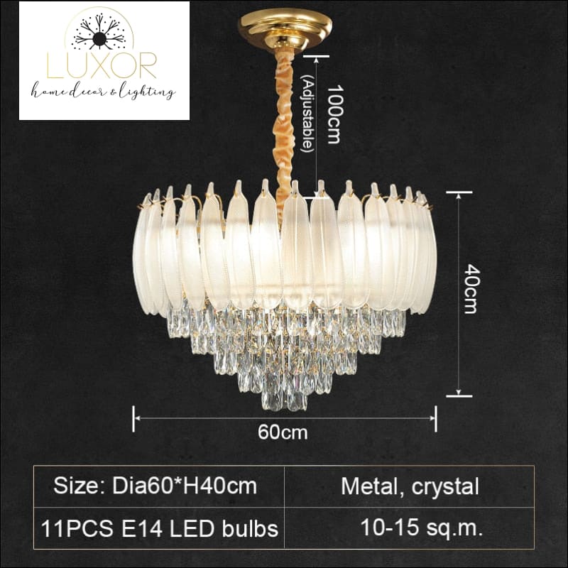 Angel Feather Crystal Chandelier - Dia60cm / Dimmable warm light - chandeliers