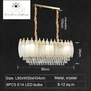 Angel Feather Crystal Chandelier - L80xW30xH34cm / Dimmable warm light - chandeliers