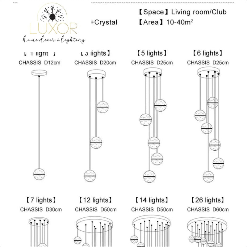 pendant lighting Avarni Crystal Canopy Pendants - Luxor Home Decor & Lighting