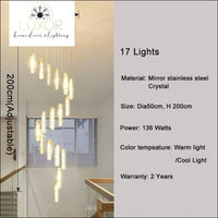 Bisen Luxury Chandelier - Dia50cm 17 Lights - Style B / Gold steel / Warm light 3000K - chandeleir