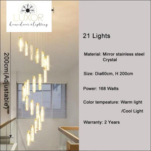 Bisen Luxury Chandelier - Dia60cm 21 Lights- Style B / Gold steel / Warm light 3000K - chandeleir