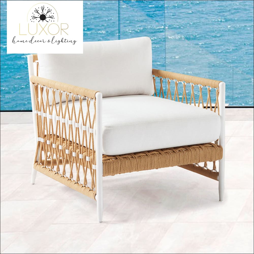 Bloria White Woven Accent Arm Chair - Outdoor Seating