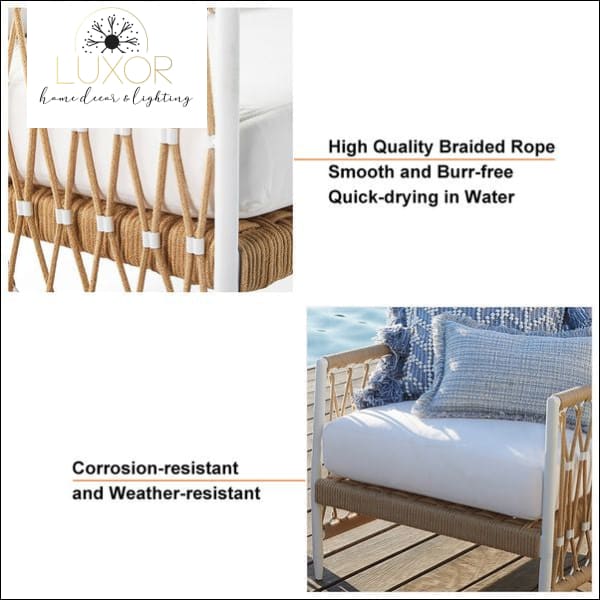 Bloria White Woven Accent Arm Chair - Outdoor Seating