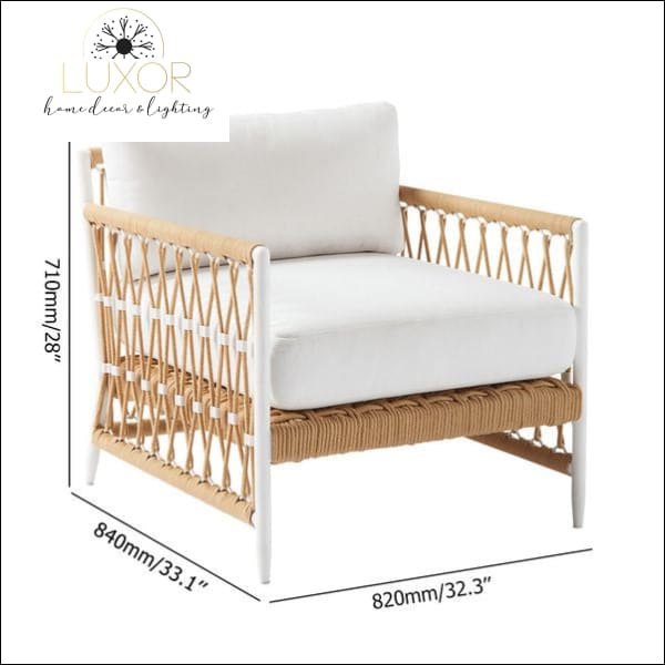 Bloria White Woven Accent Arm Chair - Outdoor Seating