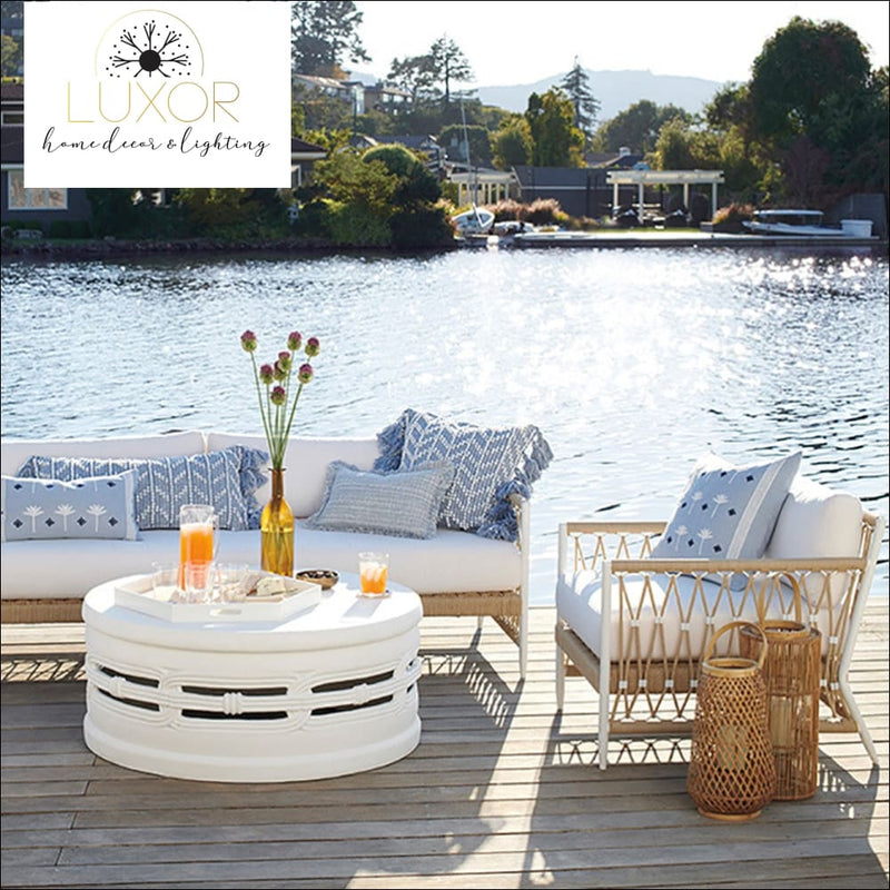 Bloria White Woven Accent Arm Chair - Outdoor Seating