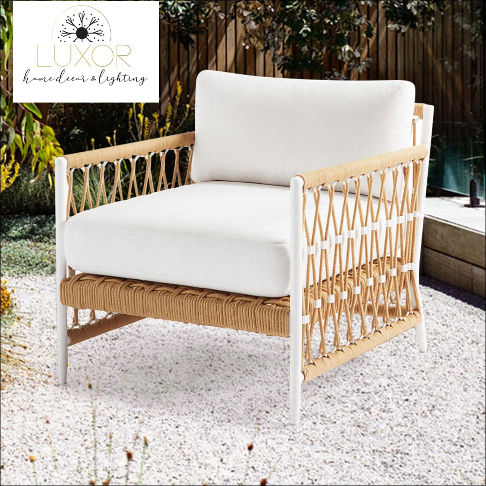 Bloria White Woven Accent Arm Chair - Outdoor Seating