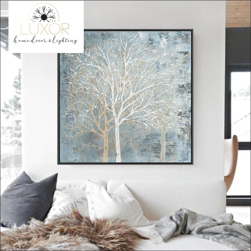 wall decor Blue Skies & Trees Oil Painting Framed - Luxor Home Decor & Lighting