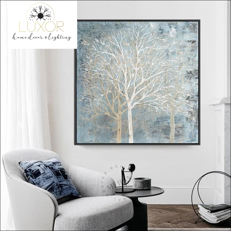 wall decor Blue Skies & Trees Oil Painting Framed - Luxor Home Decor & Lighting
