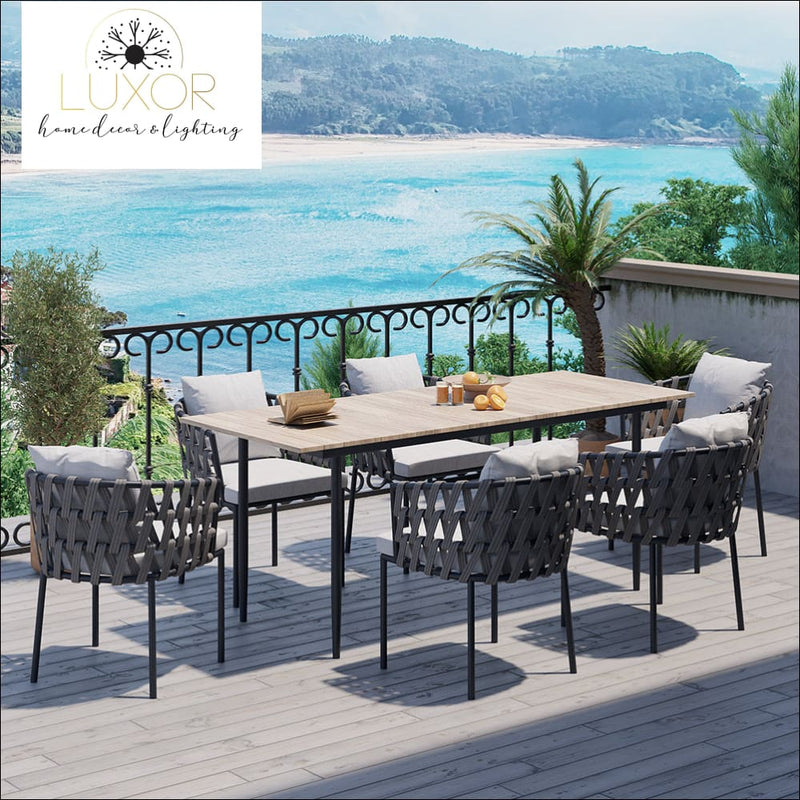 Bucari Modern 7 Piece Outdoor Dining Set - Outdoor Seating