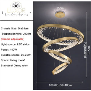 Catali Modern Ring Chandelier - 100x80x60x40cm / Gold chandelier / Dimmable warm light - chandeliers