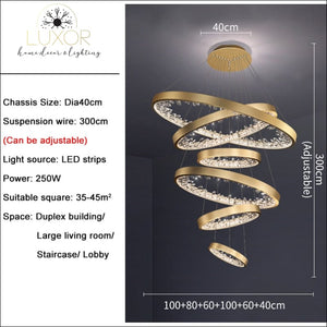 Catali Modern Ring Chandelier - 100x80x60x80x40x30cm / Gold chandelier / Dimmable warm light - chandeliers