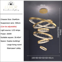 Catali Modern Ring Chandelier - 100x80x80x60x60x40cm / Gold chandelier / Dimmable warm light - chandeliers