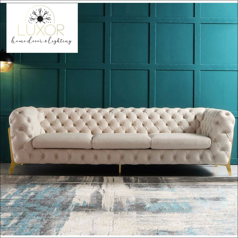 Chesterfield Velvet Sofa - Beige