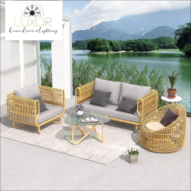 Clarivi 4 Pieces Outdoor Rattan Set - Outdoor Seating