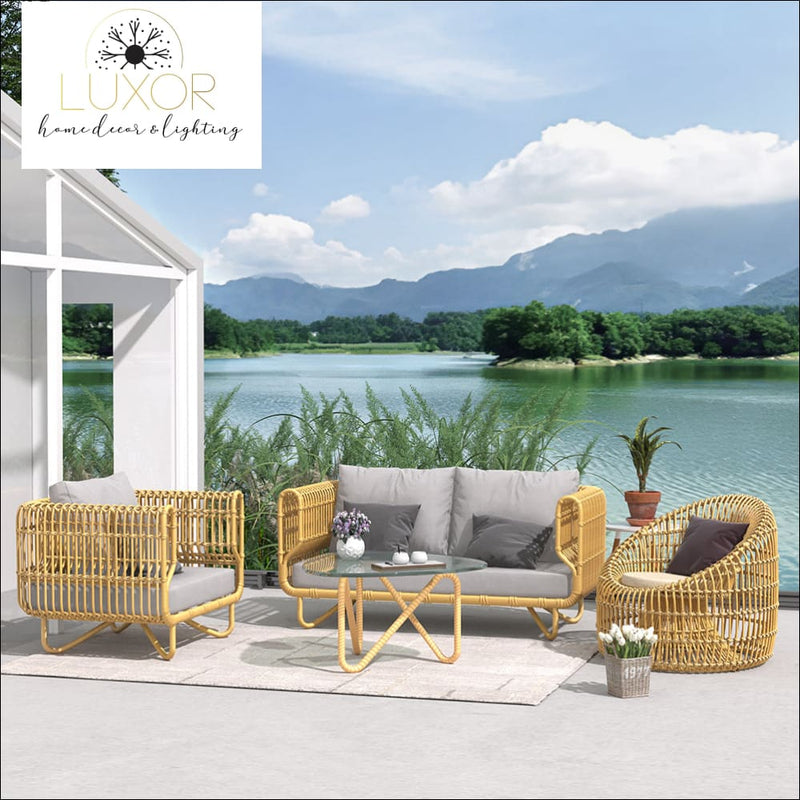 Clarivi 4 Pieces Outdoor Rattan Set - Outdoor Seating