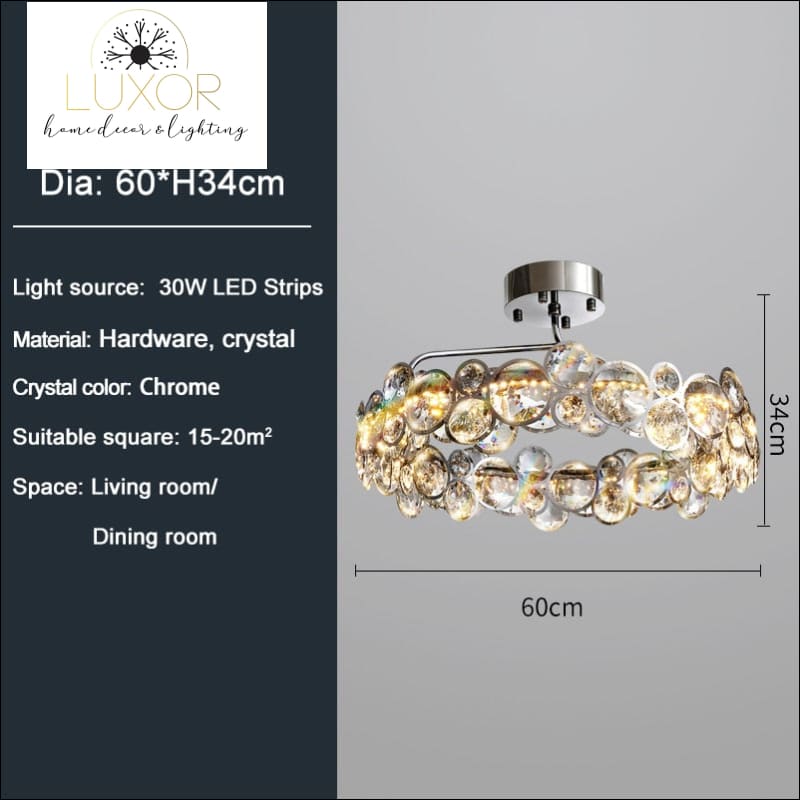 Clasilustre Chandelier - Dia60xH34cm / Chrome chandelier / Dimmable warm light