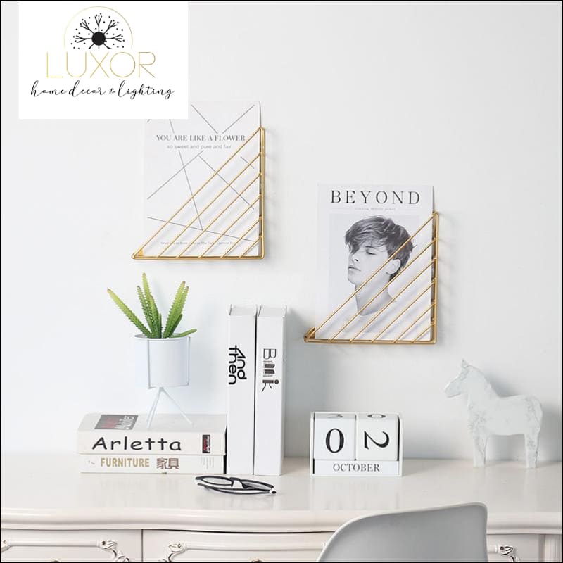 wall decor Creative Nordic Iron Wall Mounted Organization Magazine Holder - Luxor Home Decor & Lighting