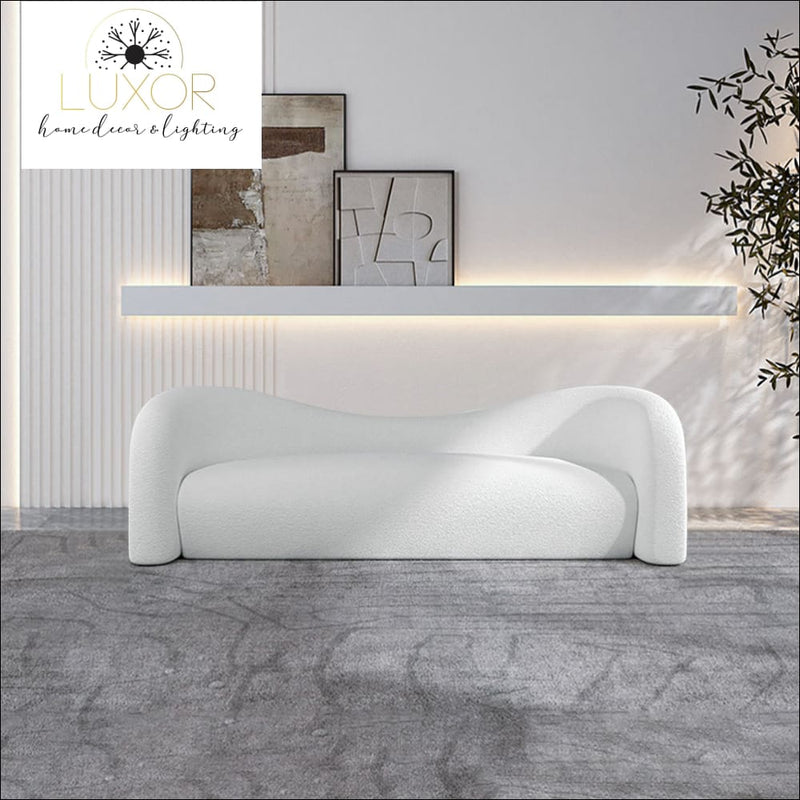 Curved White Velvet Modular Sofa