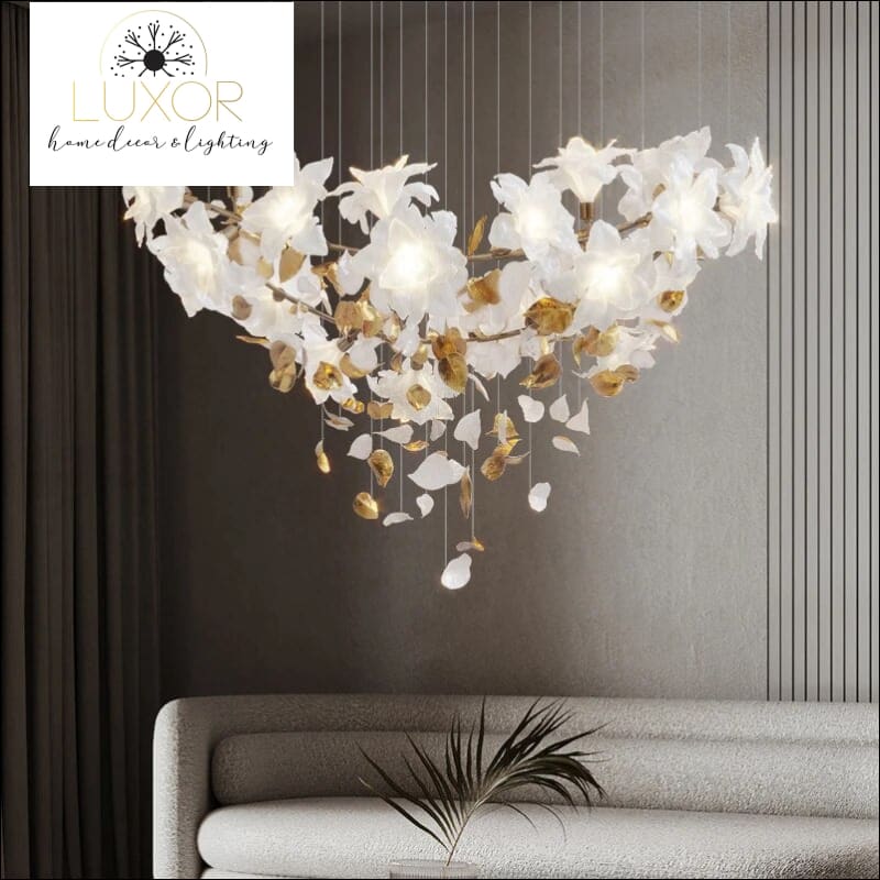 Dazzling Cresendo Flower Crystal Chandelier - chandeliers