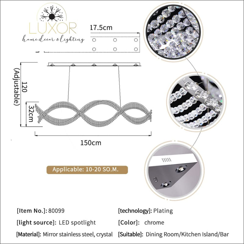 DeCapri Wave Crystal Chandelier - chandelier