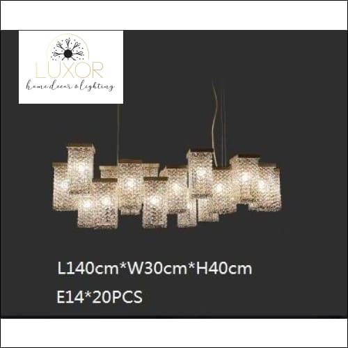 Elkelise Crystal Chandelier - L140xW30xH40cm / Cool White - chandelier