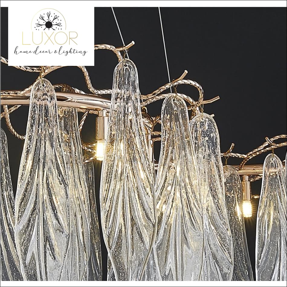 Espirilly Crystal Leaf Rectangular Chandelier - chandeliers