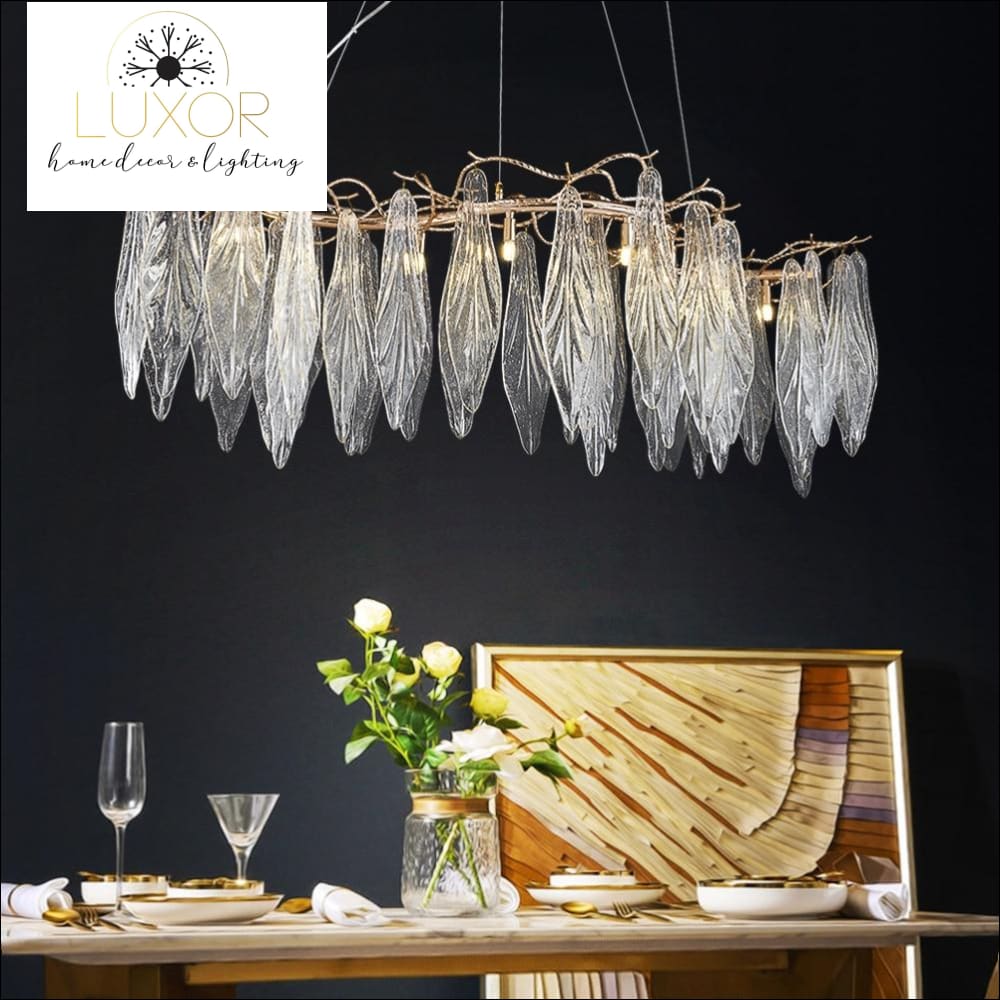 Espirilly Crystal Leaf Rectangular Chandelier - chandeliers