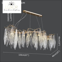 Espirilly Crystal Leaf Rectangular Chandelier - L120 W48 H48cm / Warm light 3000K - chandeliers