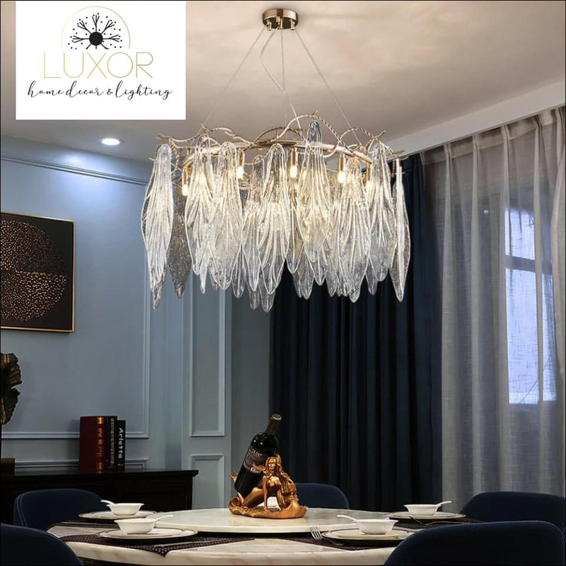 Espirilly Crystal Leaf Round Chandelier - chandeliers