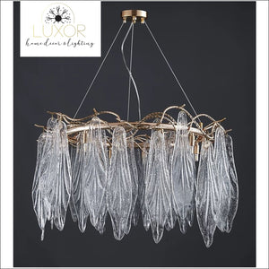 Espirilly Crystal Leaf Round Chandelier - chandeliers