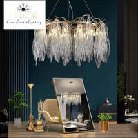 Espirilly Crystal Leaf Round Chandelier - chandeliers