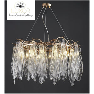 Espirilly Crystal Leaf Round Chandelier - chandeliers