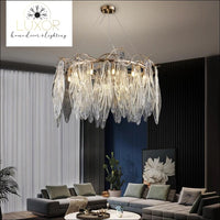 Espirilly Crystal Leaf Round Chandelier - chandeliers